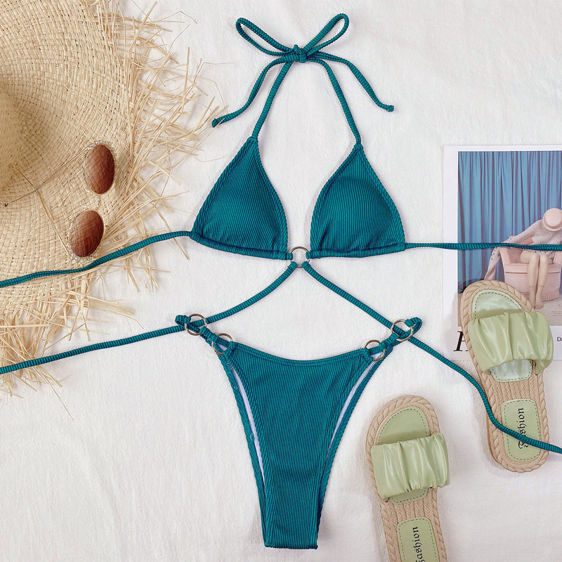 Sexy Solid Color Halter Neck Swimsuit CSYZ B290