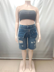Holes High Waist Denim Shorts GAKF 60706