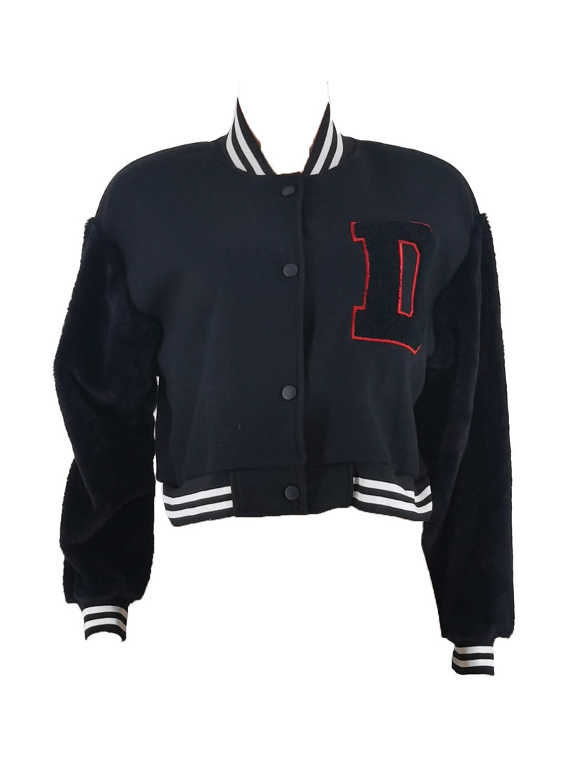 D Letter Print Baseball Jacket Coat ZDF 31326