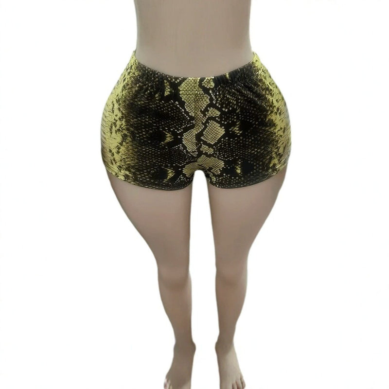 Snake Print Low Rise Shorts GNJF 19880