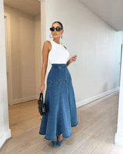 Fashion Denim Solid Half Body Skirt OD 8681
