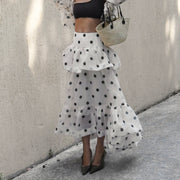 Polka Dot Print Irregular Long Skirts GPKJ MR43545