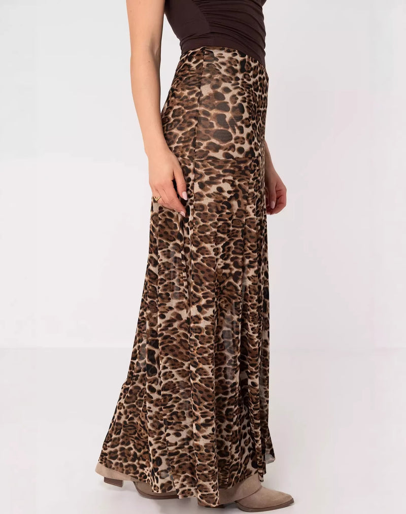 Leopard Print Big Swing Long Skirts GFMA TE2670