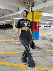 Fashion Tassel Flare Jeans GXHF M80923
