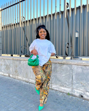 Casual Print Straight Pants QOUY M6018