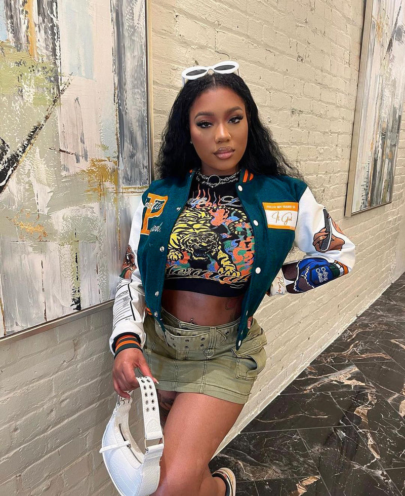 Thickened Embroidered Color Block Baseball Jacket CM 001