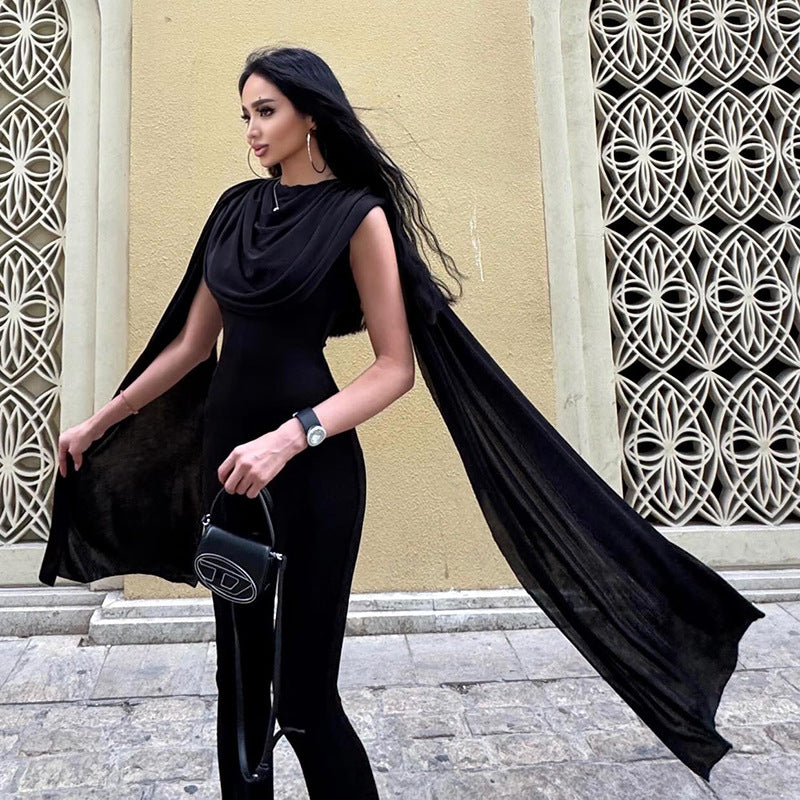 Mesh Sleeveless Ribbon Slim Jumpsuit GYME K25Q90612