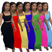 Solid Tank Top And Long Skirt 2 Piece Sets SFY MM011