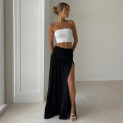 Solid Color High Waist Long Skirt GPKJ MR51220