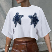 Loose Star Denim Patch T shirt GNZD 011489TBR