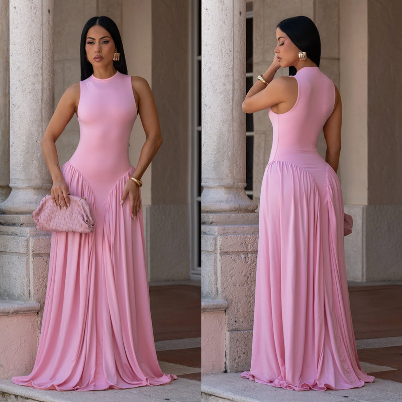 Solid Color Sleeveless Maxi Dress BY 7713