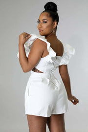Plus Size One Shoulder Solid Color Romper GHXF HX0206