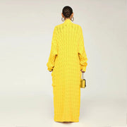Solid Color Long Twist Sweater Cardigan Coat FSXF F380