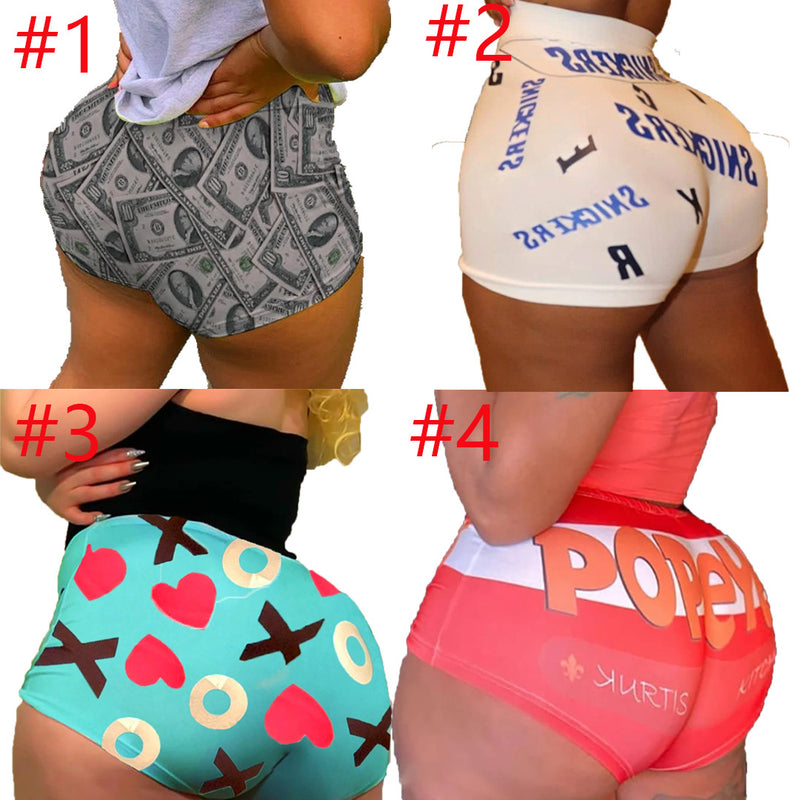 Plus Size Sexy Printed Bodycon Mini Shorts LUO 3089