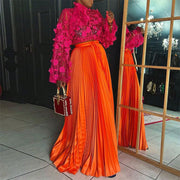 Solid Color Press Pleated Long Skirts YF 20053
