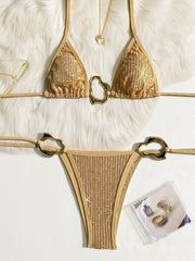 Sexy Sequin Tie Up Bikinis 2 Piece Swimsuit CASF 6807