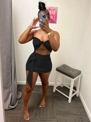 Solid Tube Top Mini Skirt Two Piece Sets WSM 5317