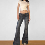 Casual Washed Flare Jeans GQLF 44330