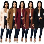 Solid Knitted Midi Length Sweater Cardigan FSXF F335