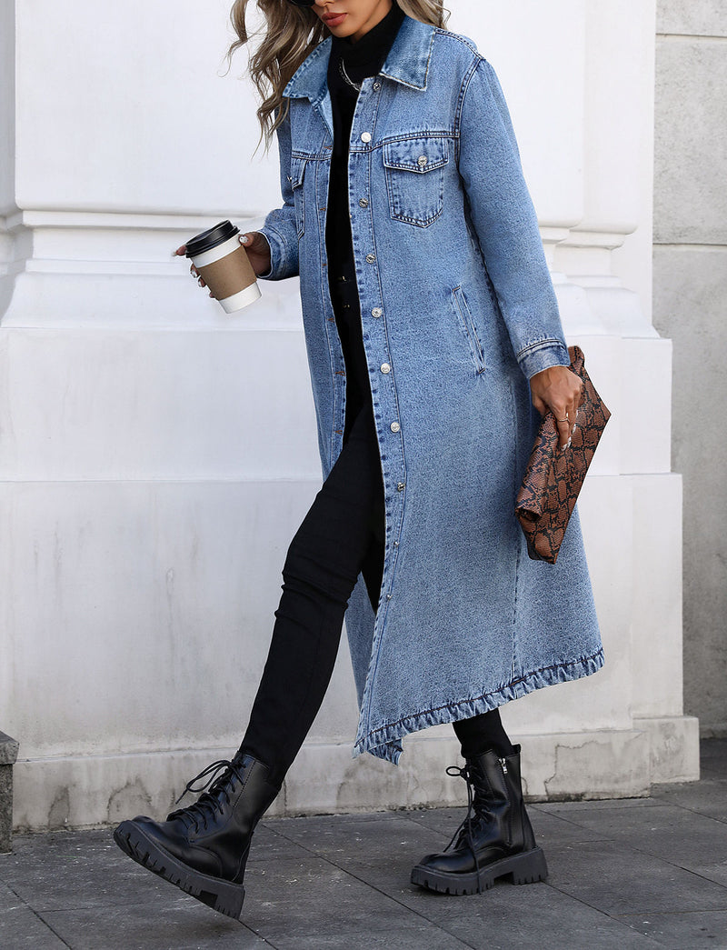 Long Sleeve Loose Denim Long Coats GYXN 20807