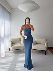 Mesh Ruched Solid Color Evening Dress GMYU 11534