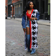 Patchwork Thickened Star Print Sweater Coat QYXZ 9155