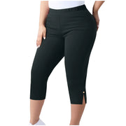 Plus Size Solid Color Split Seventh Pants GYZY 66811