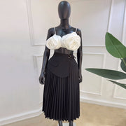 High Waist Irregular Tie Pleated Long Skirt GCNE 7493