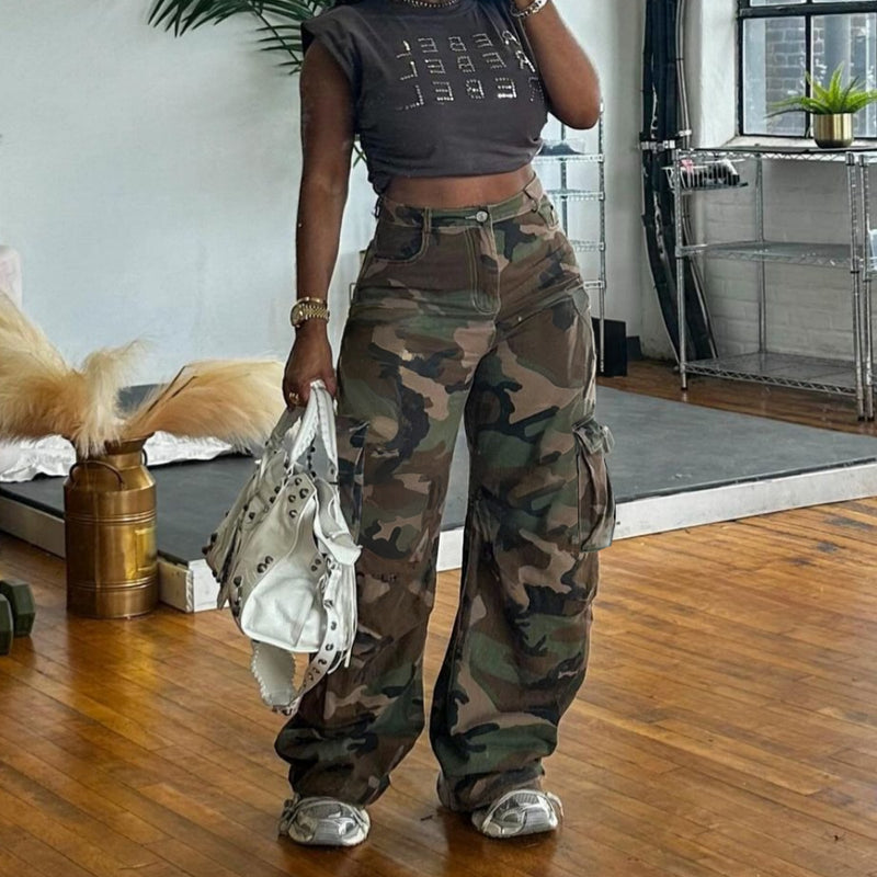 Camouflage Printed Loose Straight Pants LSD 2612