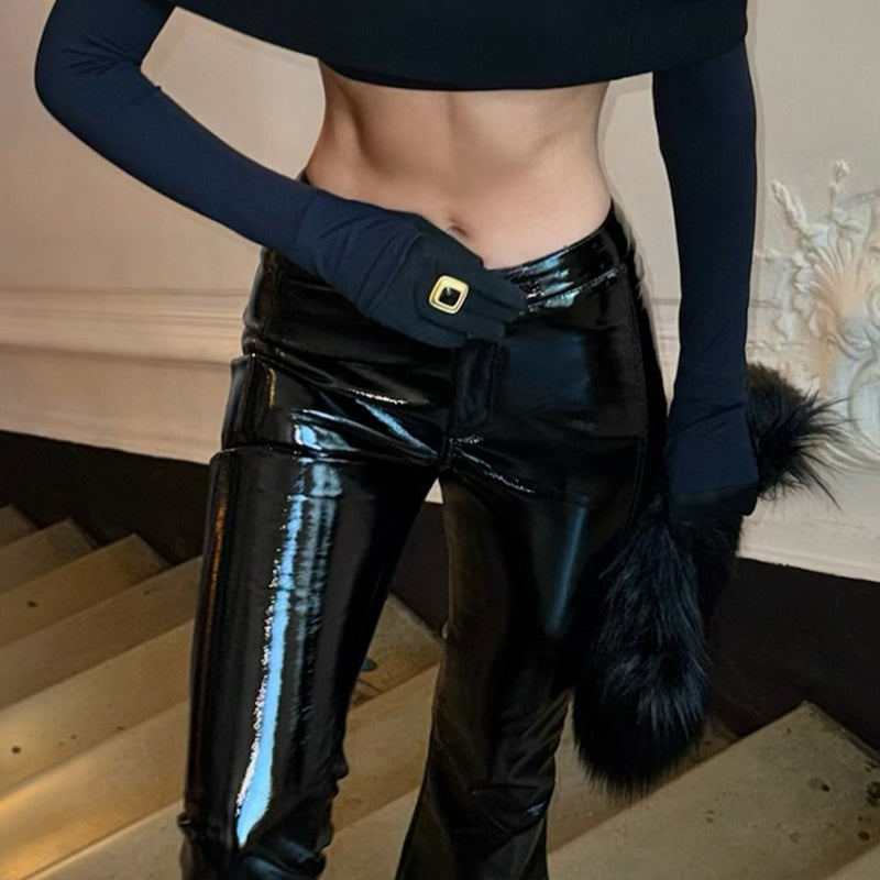 PU Leather Micro Flare Pants GPKJ MR45465