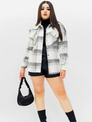 Black White Plaid Print Fashion Coat YH 1040