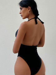 Leopard Print Patchwork One Piece Swimsuit CSYZ 923
