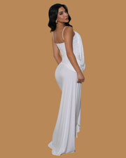 Solid Color Ruched Spaghetti Straps Maxi Dress GTYZ 7619