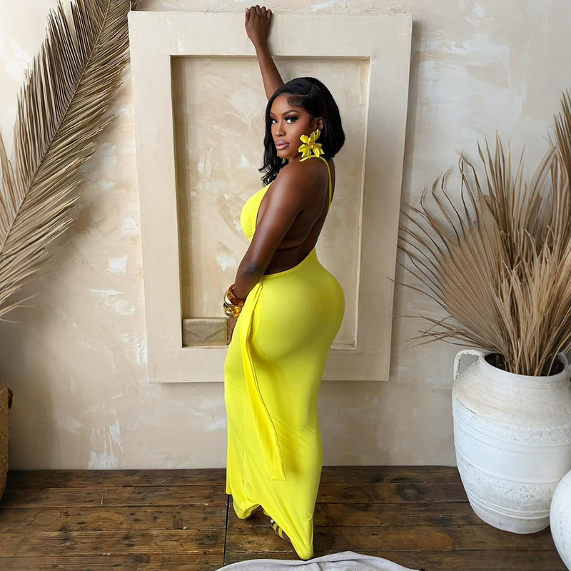 Slingle Shoulder Solid Color Bodycon Dress CYA 902279