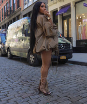 Bubble Sleeve Zipper Pleated Sun Protective Trench Coat LSD 2908