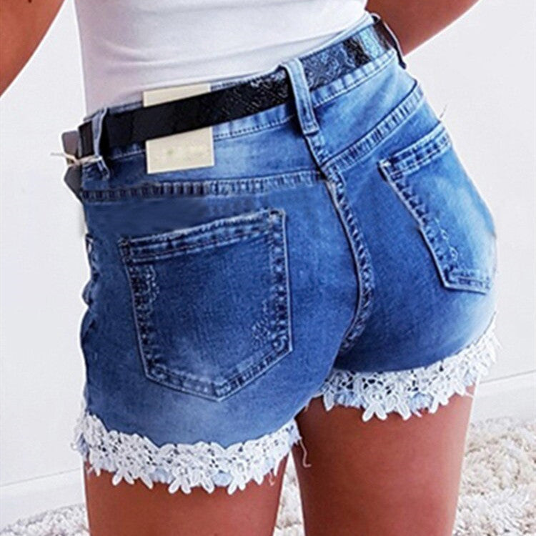 Lace Patchwork Denim Short GXJF Amy20 196xt1688