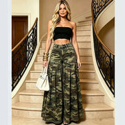 Plus Size Camouflage Print Wide Leg Jeans GAKF 60602
