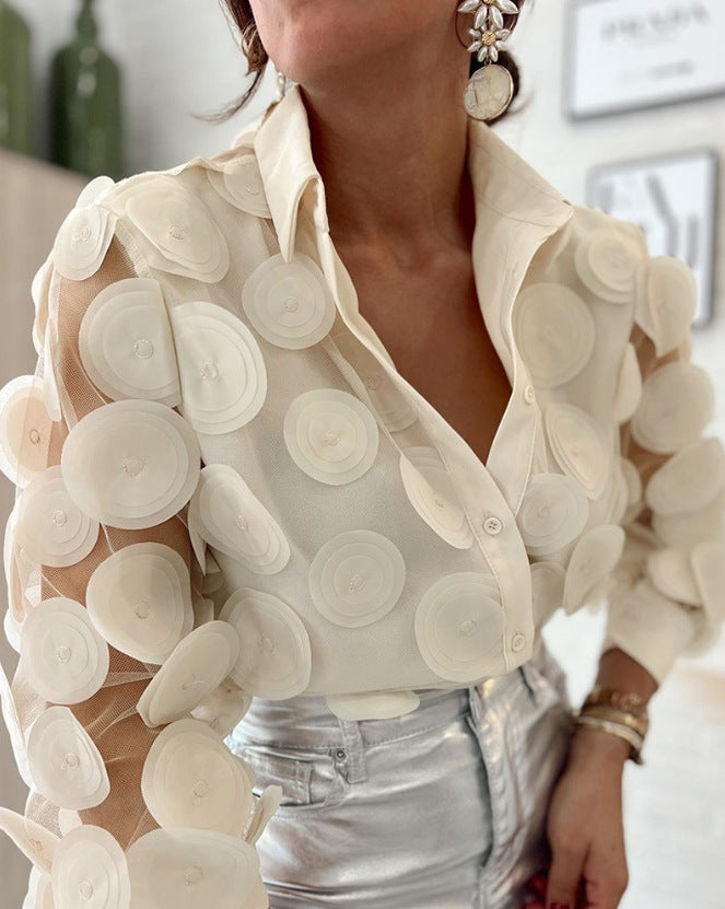 See Through Mesh Long Sleeve Shirt GJMF 97773