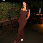 Solid Color Sling Backless Flare Jumpsuit GJYO 006295