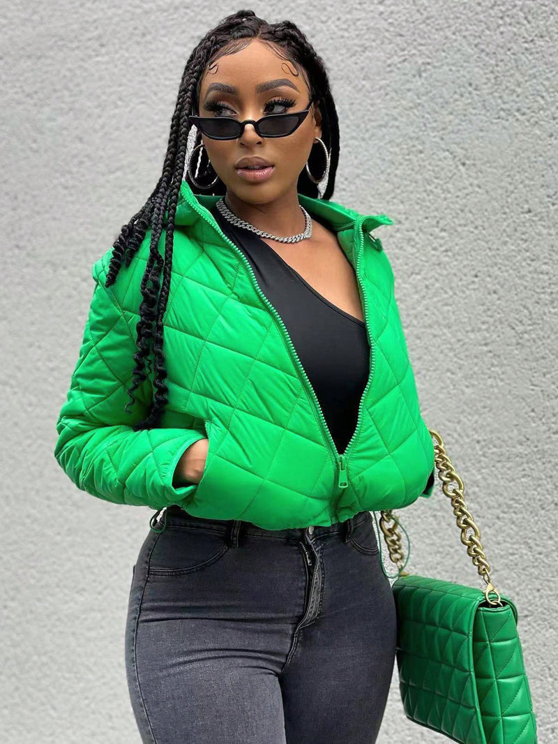 Long Sleeve Solid Color Hooded Cotton Jacket SH 391322