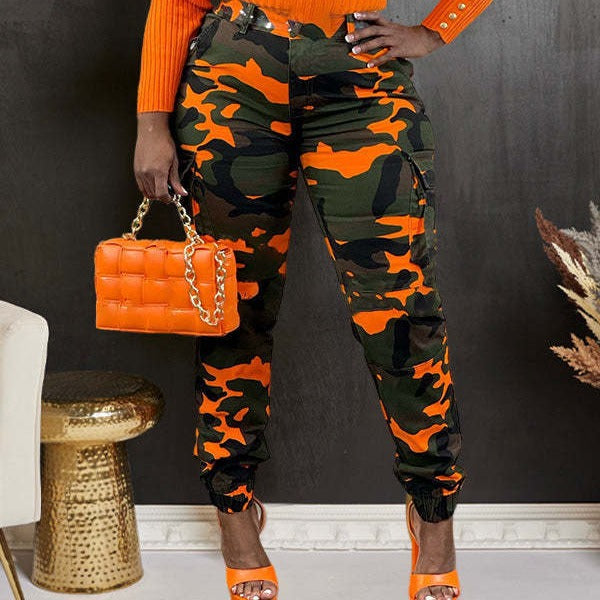 Fashion Camouflage Print Pocket Pant OD 8635