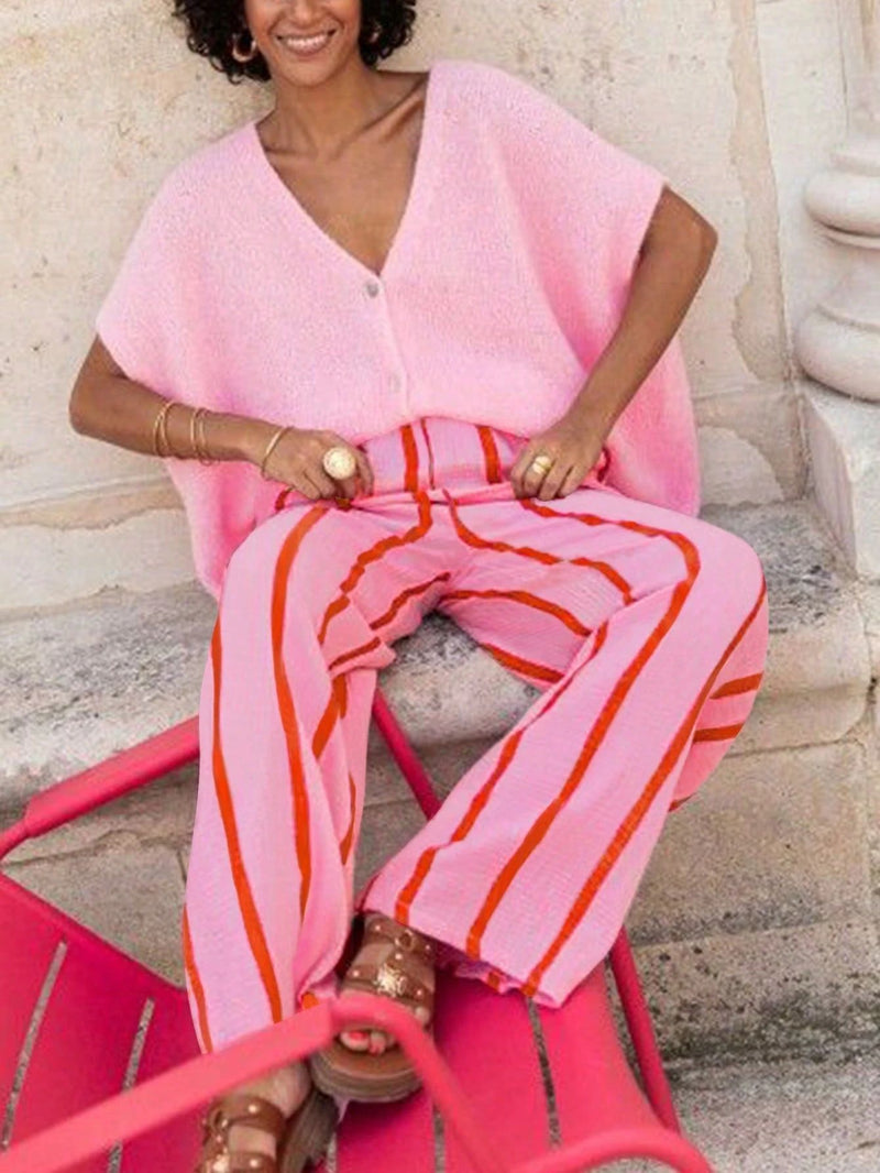 Stripe Print Loose Casual Pants YWXS K25L758