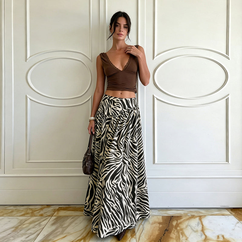 Fashion Casual Zebra Print Long Skirt GPKJ MR50989