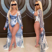 Sexy Printed Swimsuit Long Cloak 2 Piece Sets CHY 1227