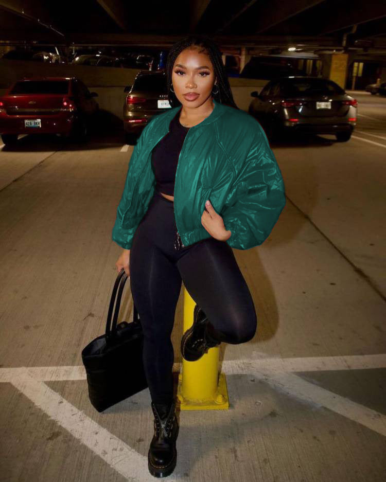 Solid Color Long Sleeve Slim Down Jackets MEM 88513