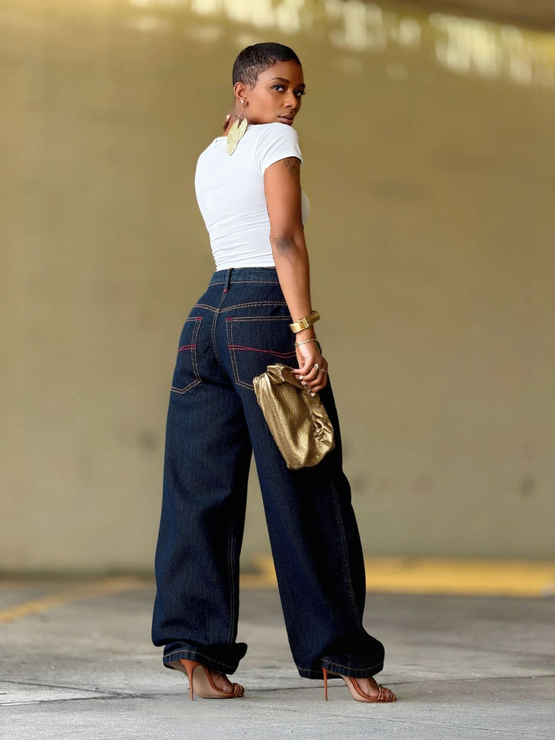 Plus Size Button front Color Block Patchwork Jeans GYLN 4697