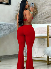 Solid Color Knits Backless Flare Jumpsuit GHYX JYP7005