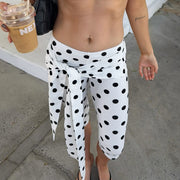 Polka Dot Print Tie Up Seventh Pants GSBW C26PT109