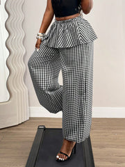 Plaid Print Loose Wide Leg Pants GHYX TXY5340
