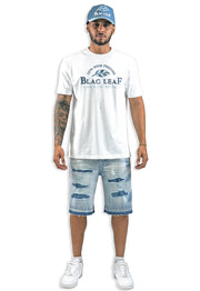 Purpose First White Shirt Denim Shorts and Trucker Hat Bundle